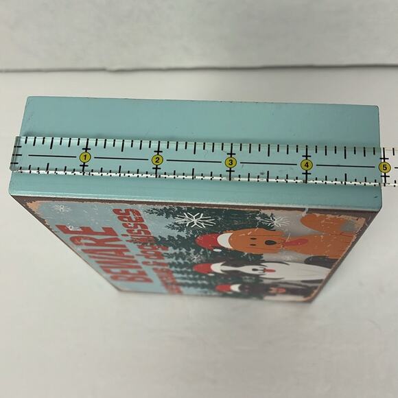 Beware Wet Paws & Dog Kisses Sign Decor Box Holiday Winter Christmas Rustic - Picture 6 of 6